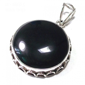 Pure silver handcrafted black onyx gemstone pendant jewellery 